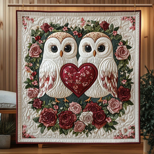 Lovebirds Owls Quilt Blanket