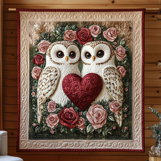 Lovebirds Owls Quilt Blanket