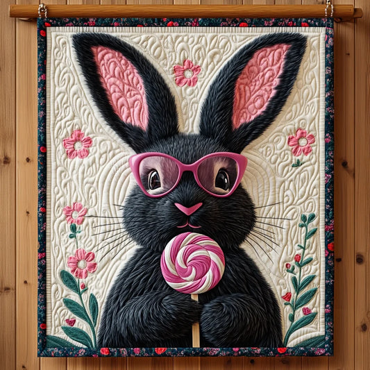 Lovely Black Rabbit Quilt Blanket