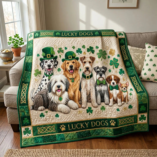 Lucky Dogs St. Patrick's Day Quilt Blanket