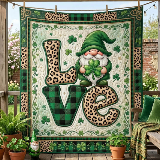 Lucky Gnome Love Quilt Blanket