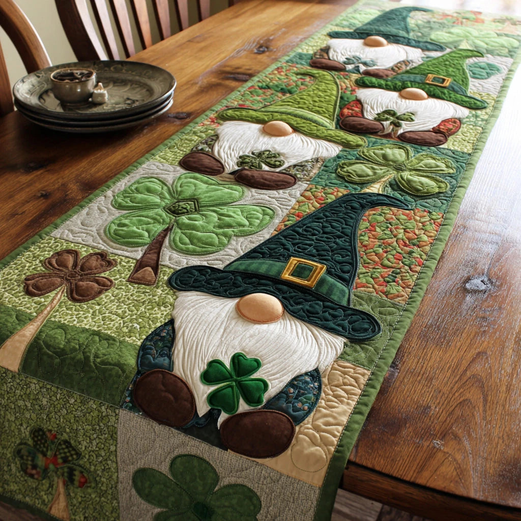 Lucky Gnome Quilted Table Runner