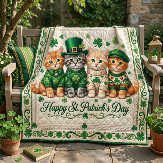 Lucky Irish Kittens Quilt Blanket