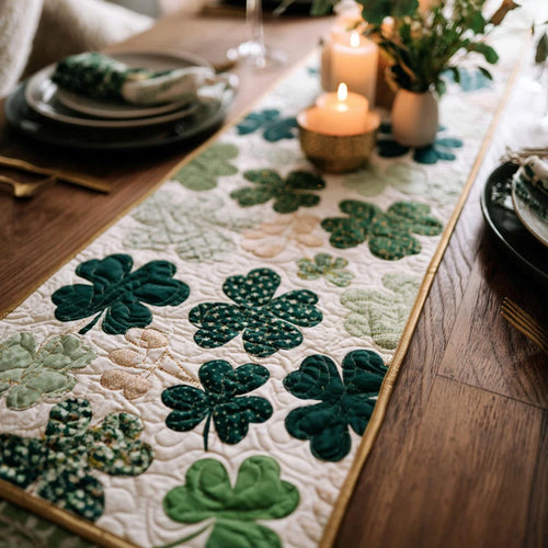 Lucky Shamrock Quilted Table Runner