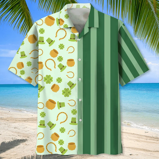 Lucky Green Irish St Patrick Day Hawaiian Shirt - S - hawaiian shirt