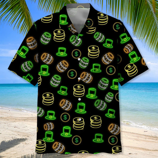 Lucky Neon Green St Patrick Day Hawaiian Shirt - S - hawaiian shirt