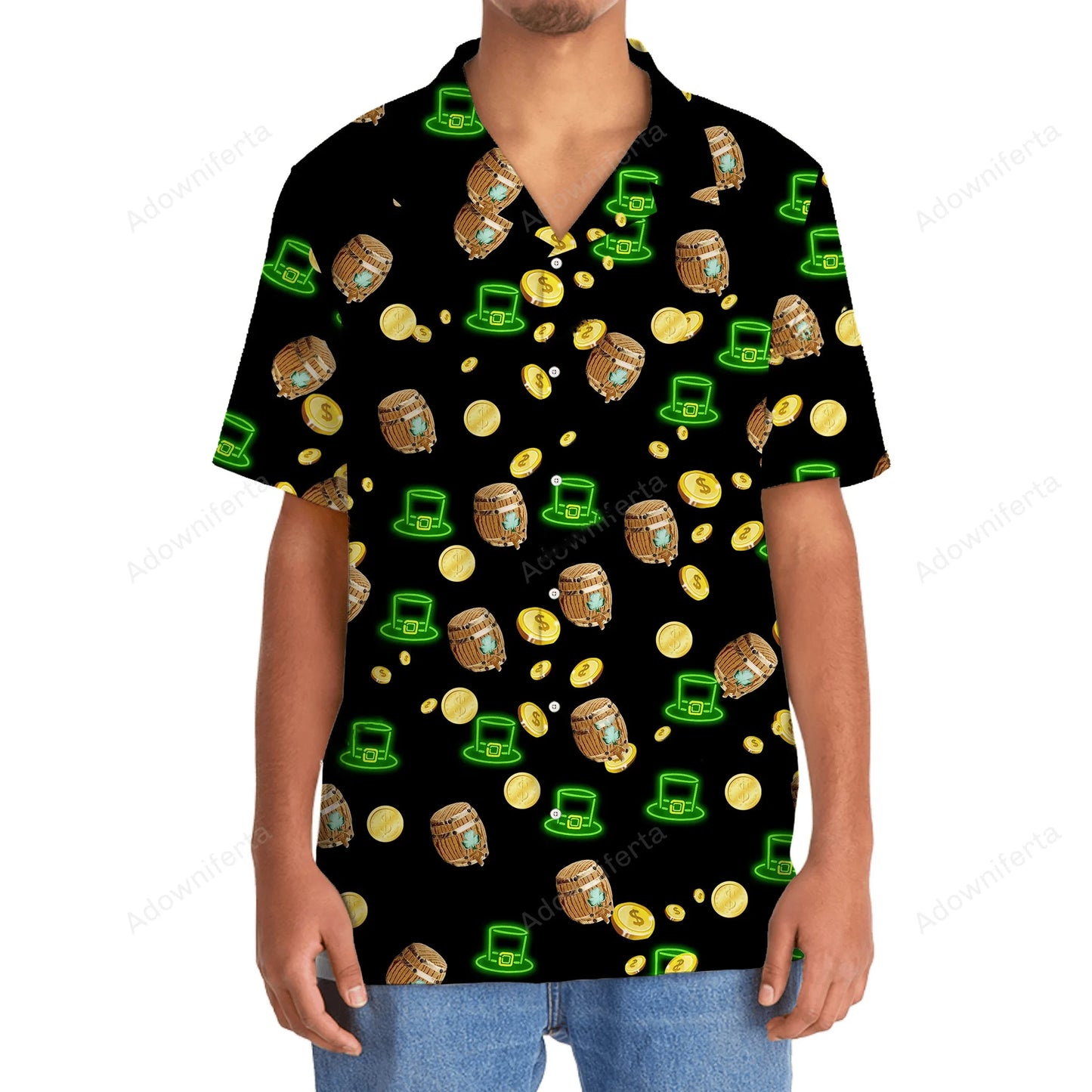 Lucky Neon Irish St Patrick Day Hawaiian Shirt