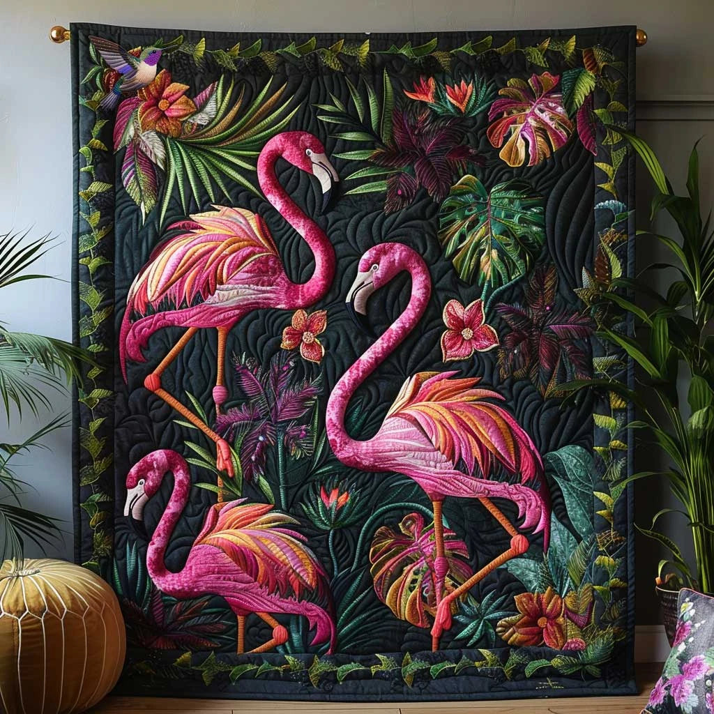 Lush Flamingo Quilt Blanket