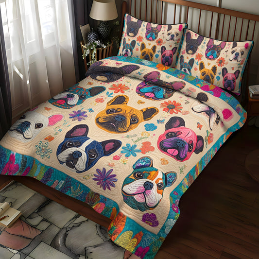 French Bulldog Art 3-Piece Quilted Bedding Set - Single (59" x 70")