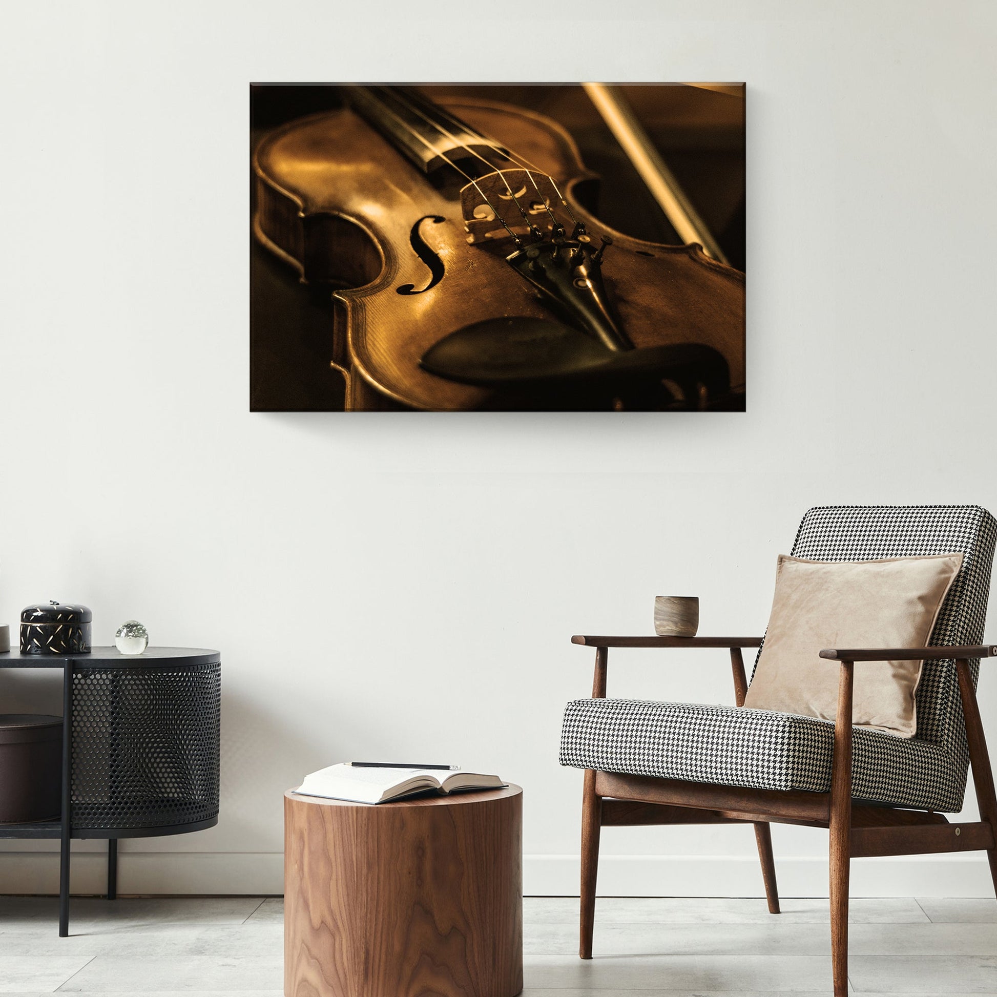 Violin Sepia Canvas Wall Art