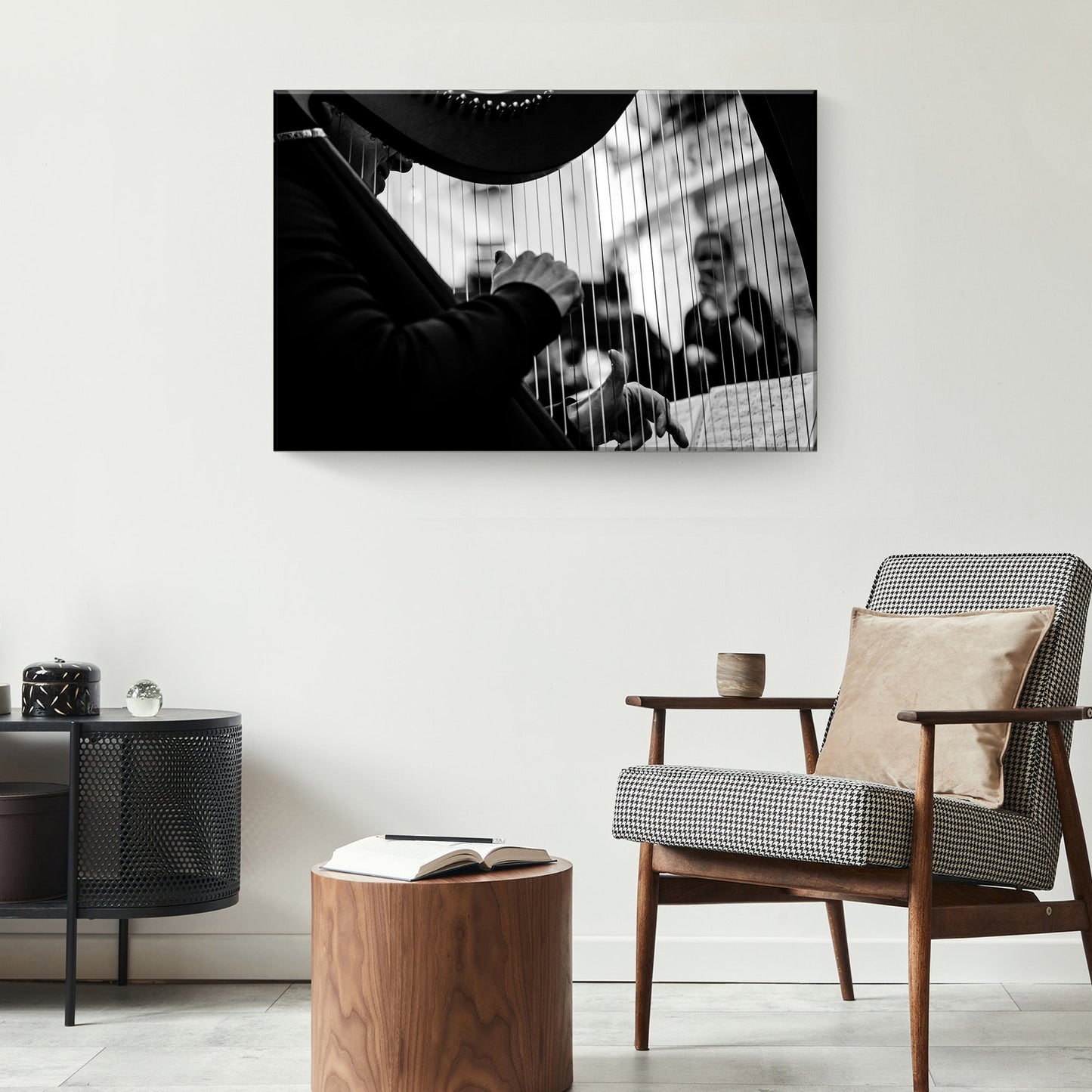Harp Monochrome Canvas Wall Art