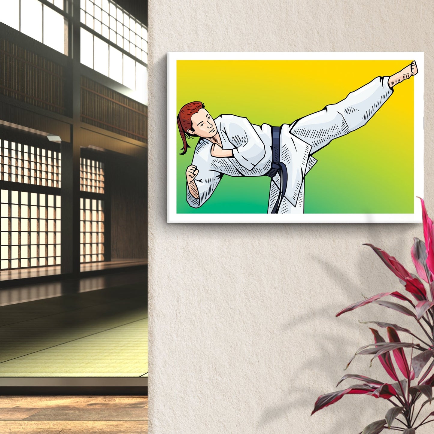 Taekwondo High Kick Canvas Wall Art