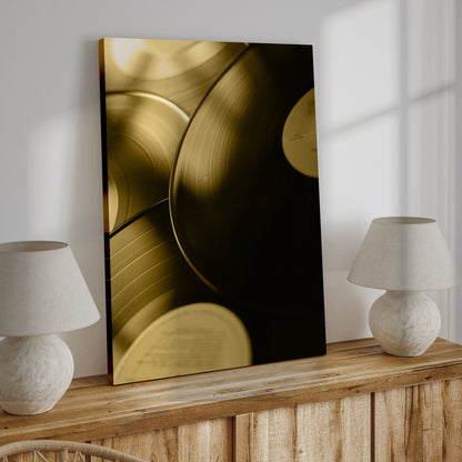 Music Equipment Vinyl Records Sepia Canvas Wall Art