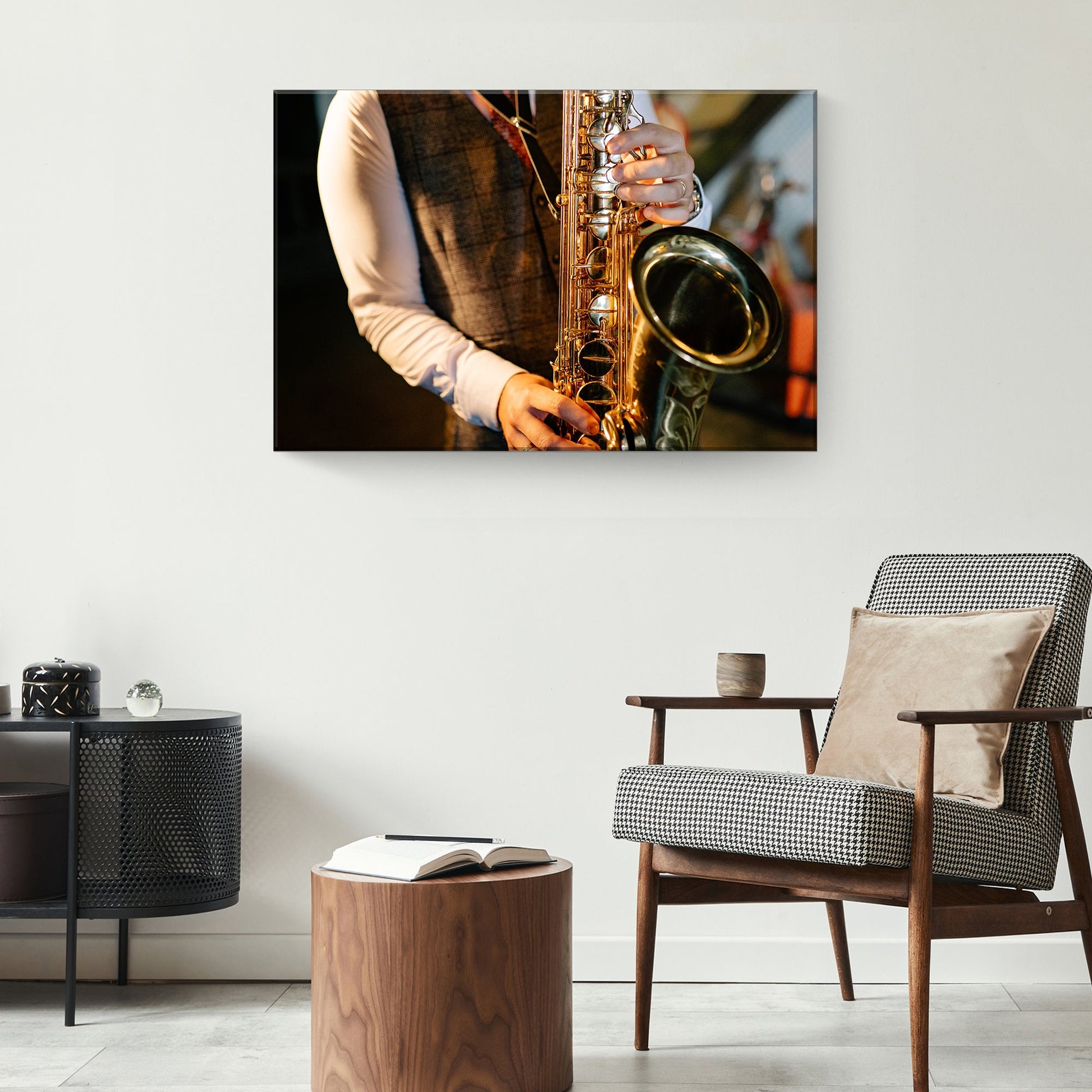 Saxophone Playing Canvas Wall Art