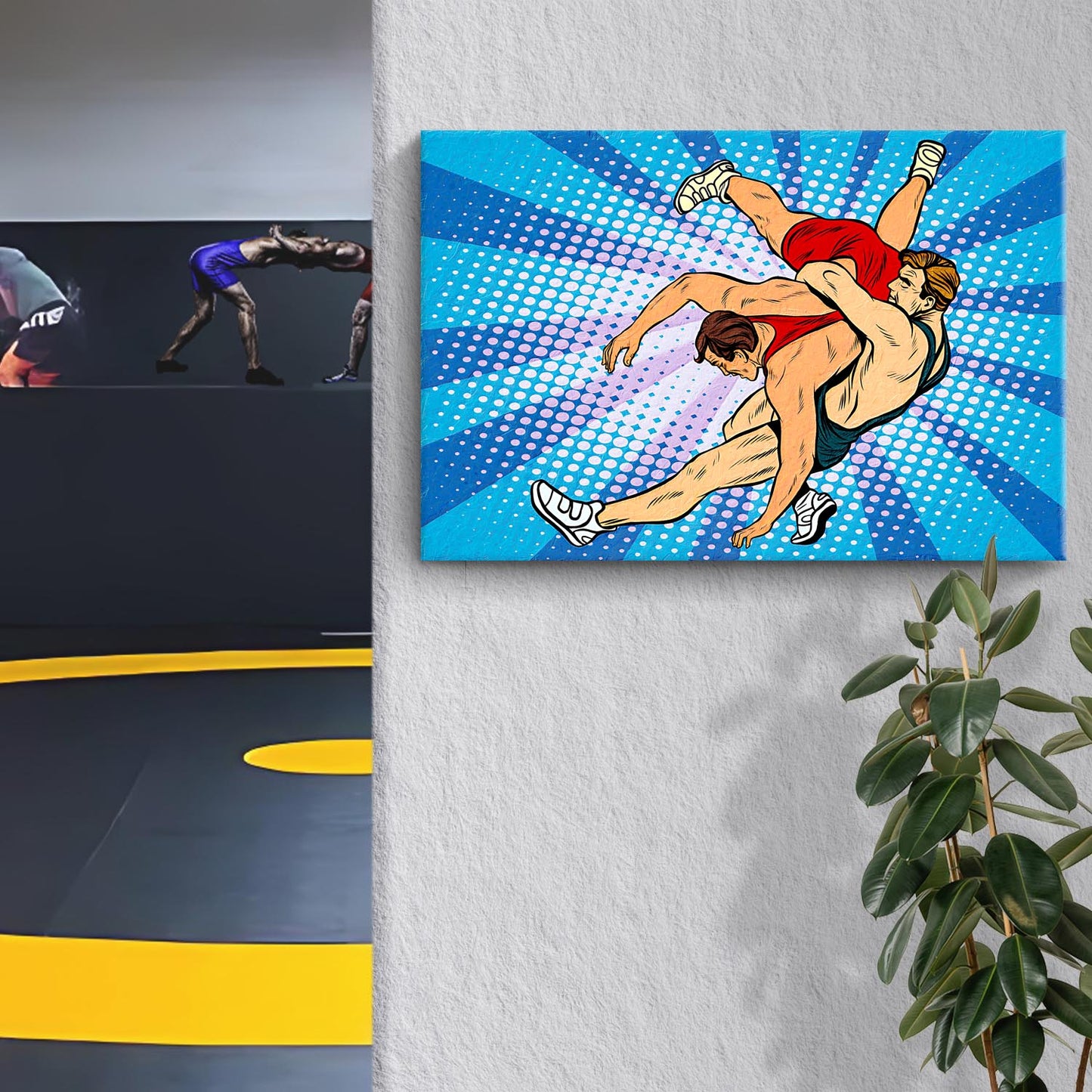 Wrestling Comic Style Canvas Wall Art