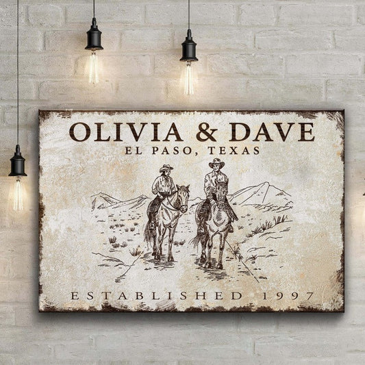 Cowboy Couple Sign