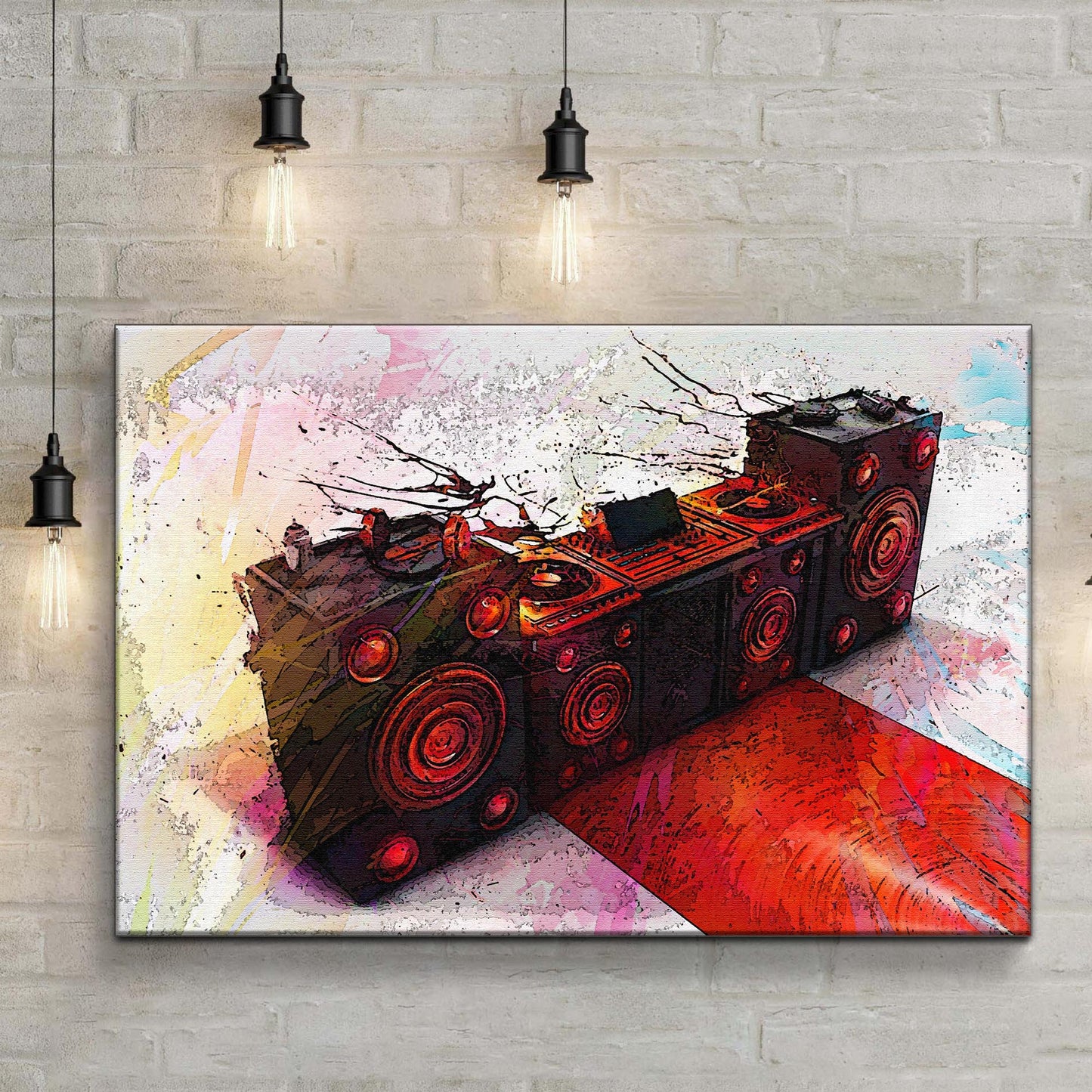 Music Equipment Speakers Watercolor Canvas Wall Art