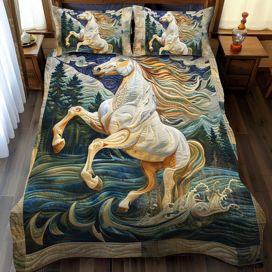 Galloping Horse 3-Piece Quilted Bedding Set - Single (59" x 70")