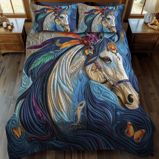 Majestic Horse 3-Piece Quilted Bedding Set - Single (59" x 70")