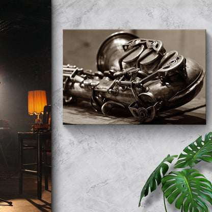 Saxophone Sepia Canvas Wall Art
