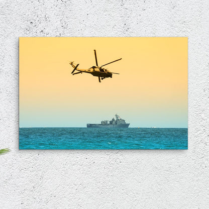 Helicopter Sailboat Canvas Wall Art