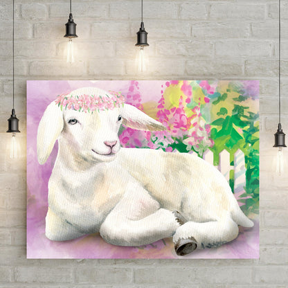 Sitting Pretty Baby Goat Canvas Wall Art