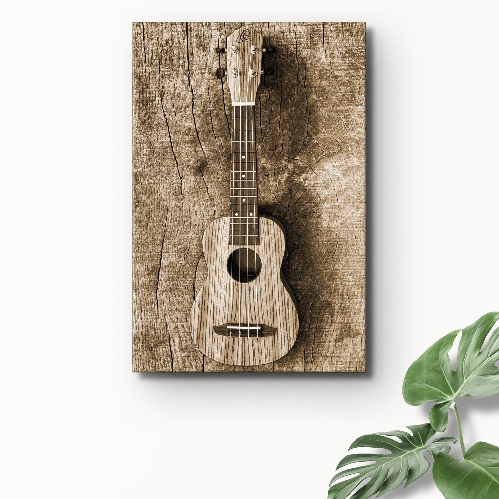 Ukulele Sepia Canvas Wall Art