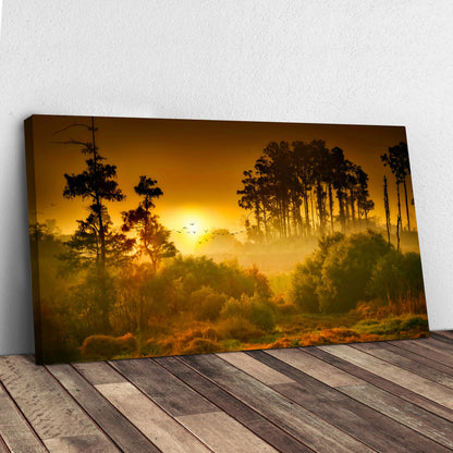 Trees At Dusk Canvas Wall Art