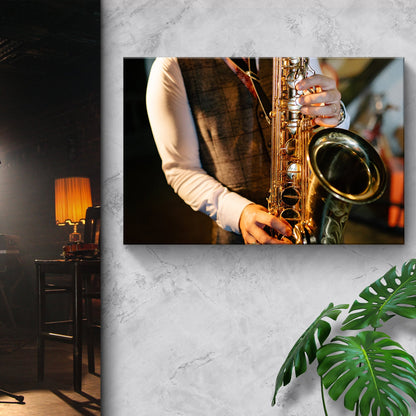Saxophone Playing Canvas Wall Art