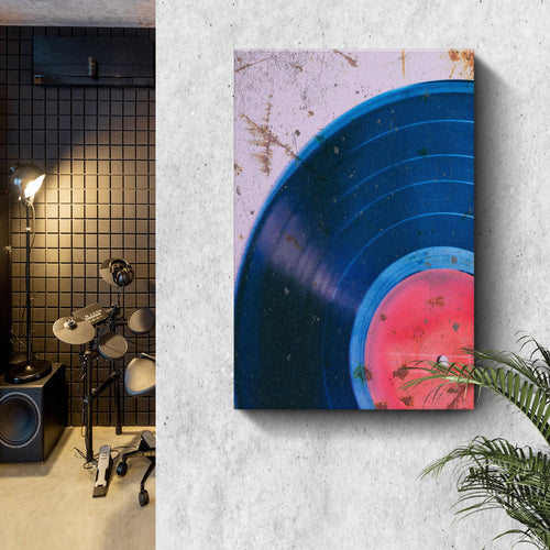 Music Equipment Vinyl Records Grunge Canvas Wall Art