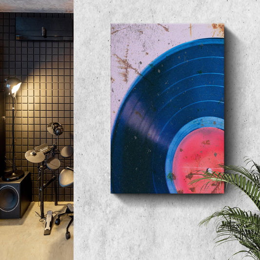 Music Equipment Vinyl Records Grunge Canvas Wall Art