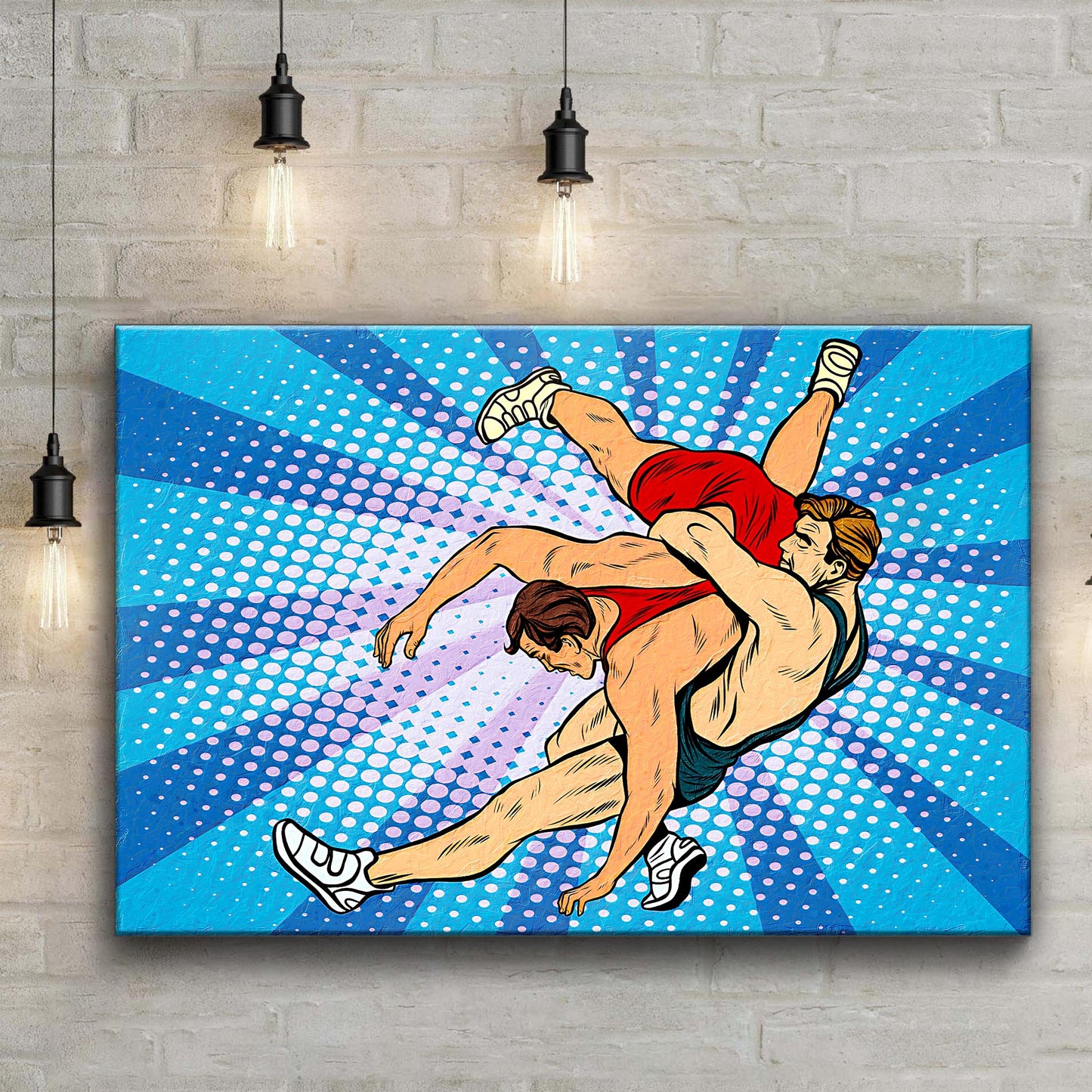 Wrestling Comic Style Canvas Wall Art