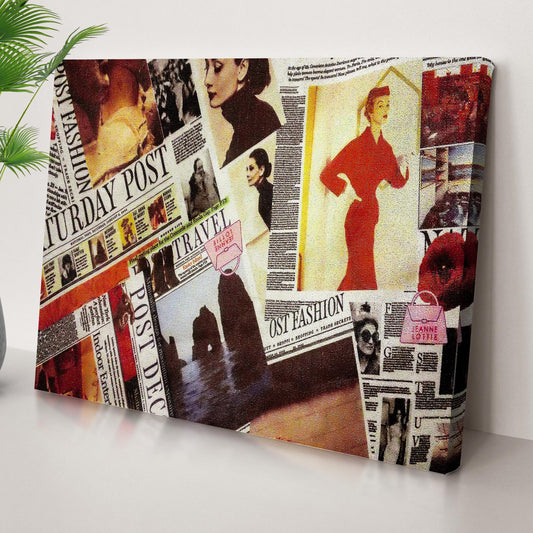 Decor Elements Magazine Pages Vintage Fashion Canvas Wall Art