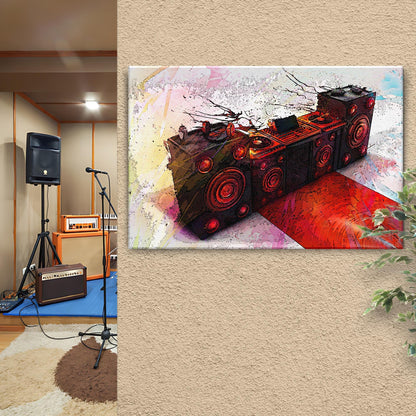 Music Equipment Speakers Watercolor Canvas Wall Art