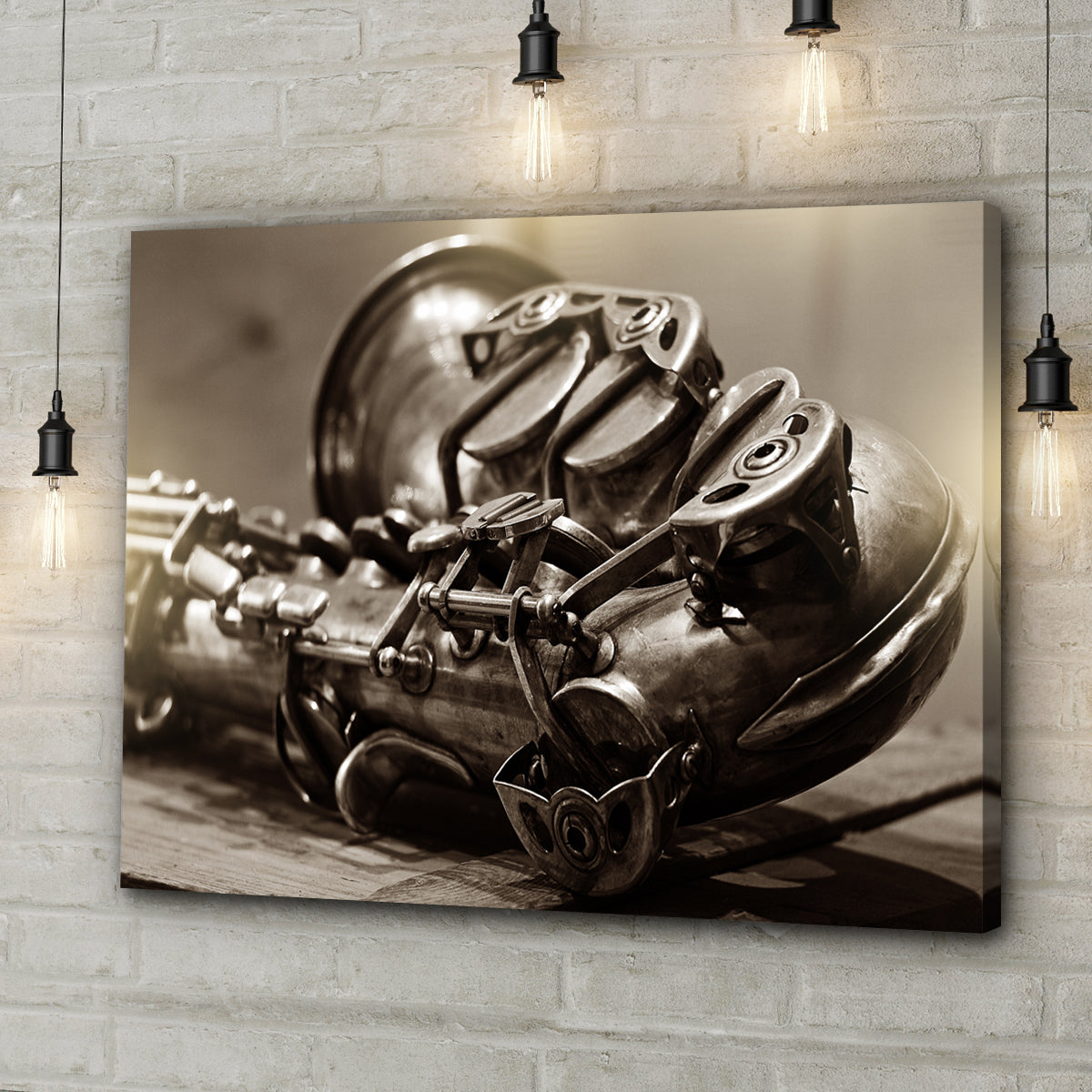 Saxophone Sepia Canvas Wall Art