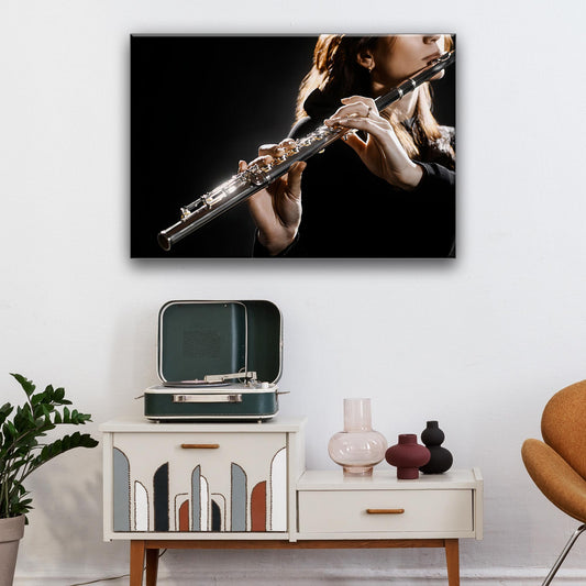 Flute Playing Canvas Wall Art