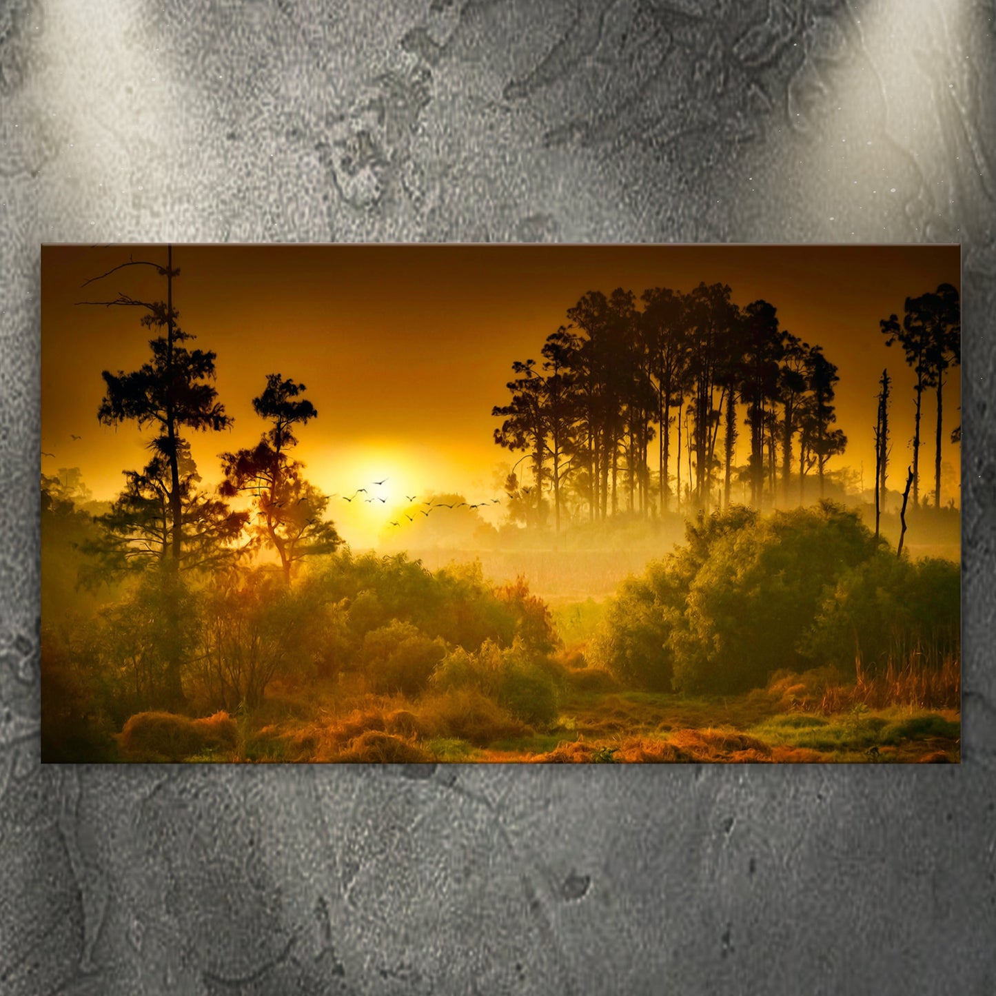 Trees At Dusk Canvas Wall Art