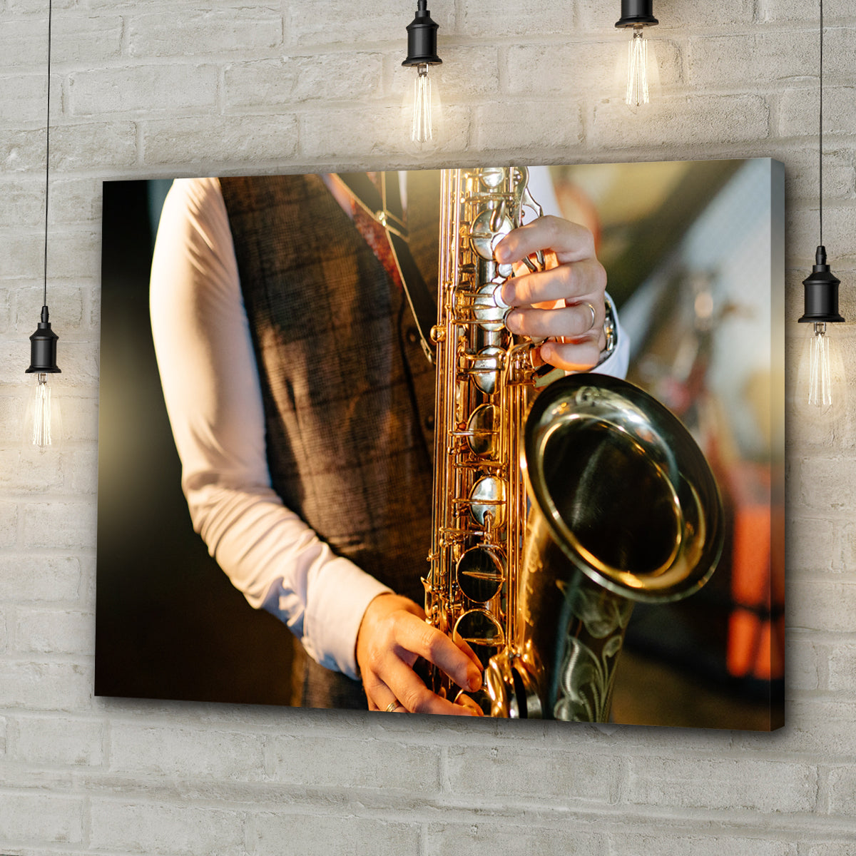 Saxophone Playing Canvas Wall Art