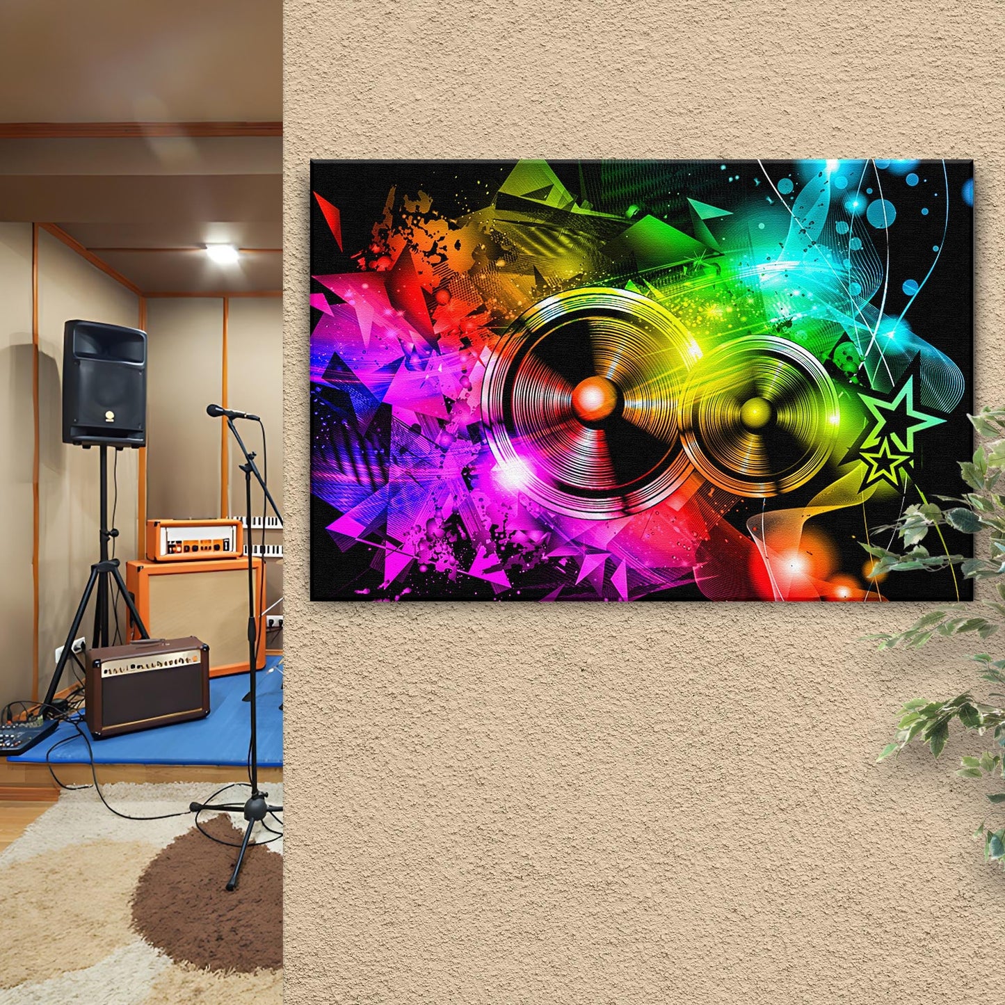 Music Equipment Speakers Abstract  Canvas Wall Art