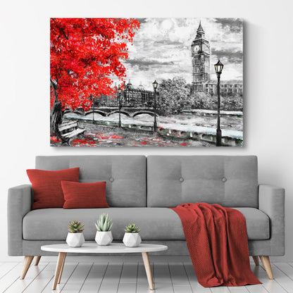 Stunning Red Autumn Tree Canvas Wall Art