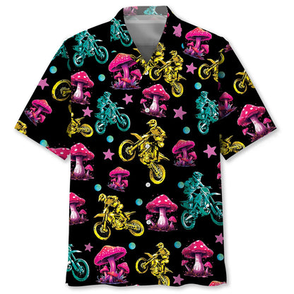 Magic Mushroom Dirt Bike Racing Hawaiian Shirt