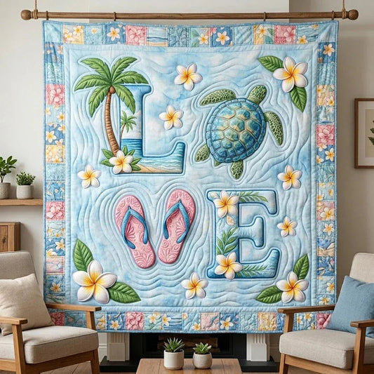 Mahalo Vibe Quilt Blanket - Quilted Blanket by OtterMia