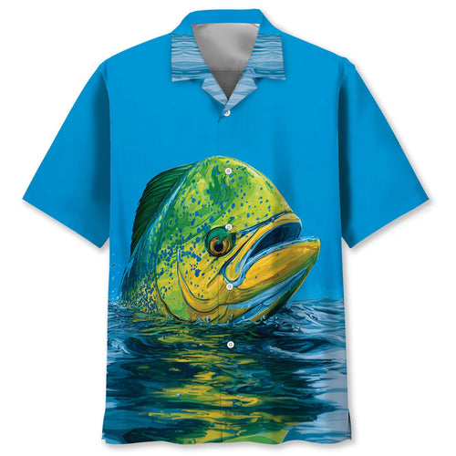 Mahi Mahi Blue Art Hawaiian Shirt