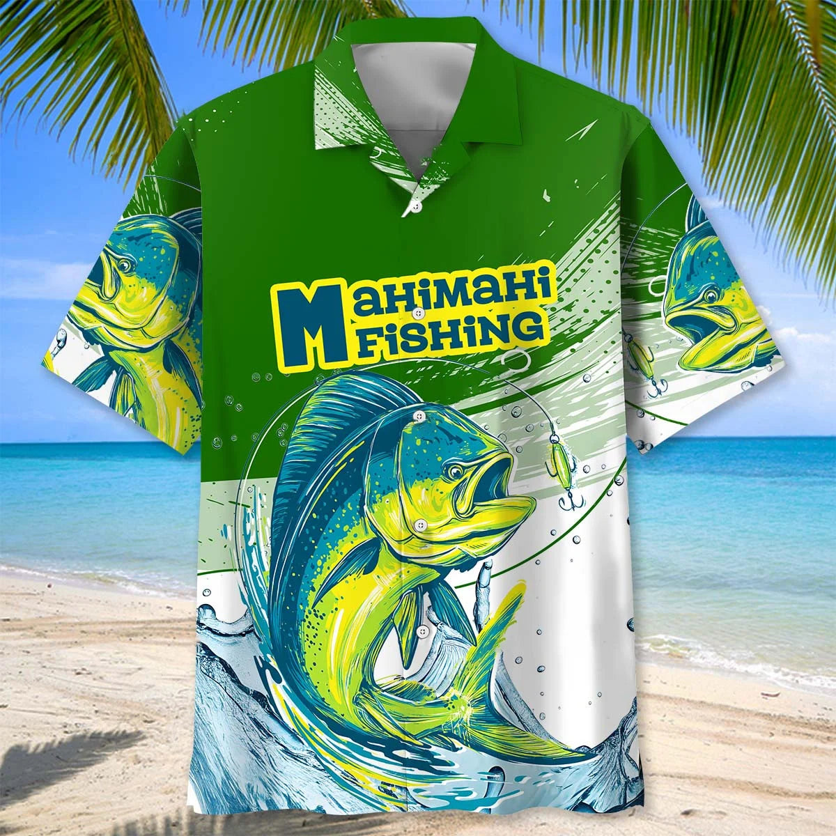 Mahi Mahi Fish Green Hawaiian Shirt