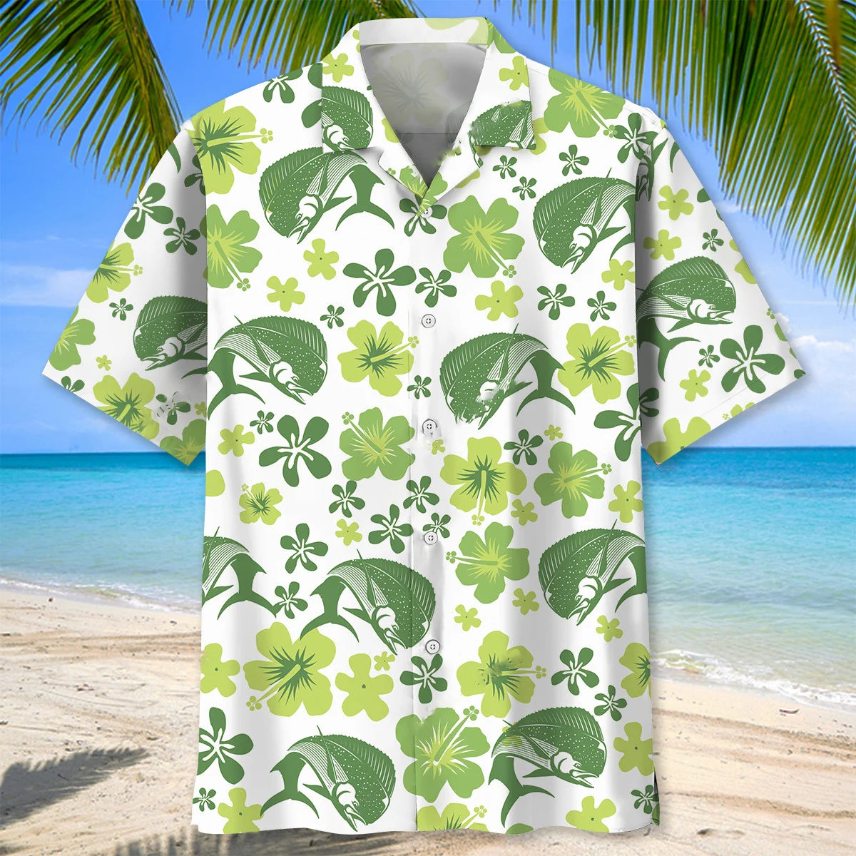 Mahi Mahi Hibiscus Hawaiian Shirt