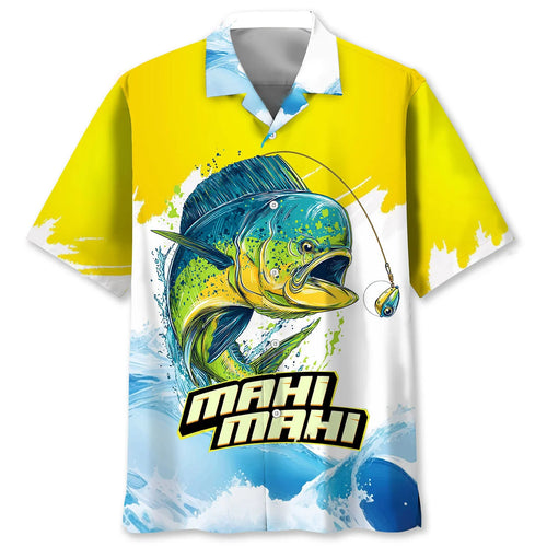 Mahi Mahi Yellow White Hawaiian Shirt