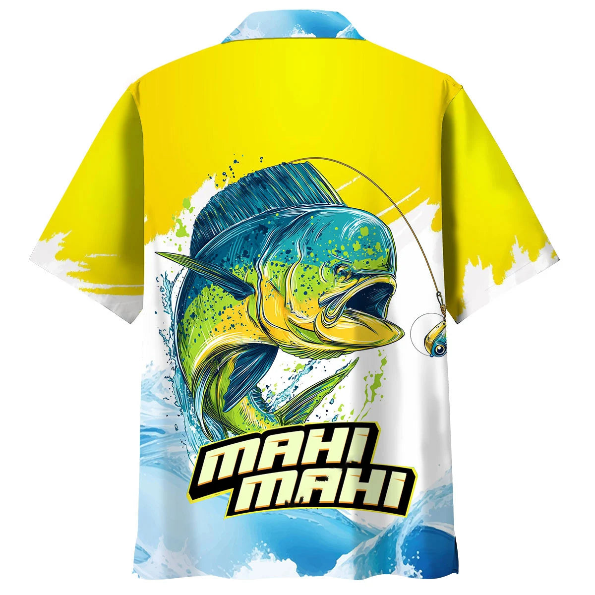 Mahi Mahi Yellow White Hawaiian Shirt