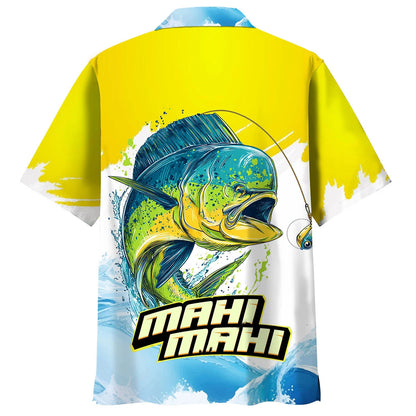 Mahi Mahi Yellow White Hawaiian Shirt