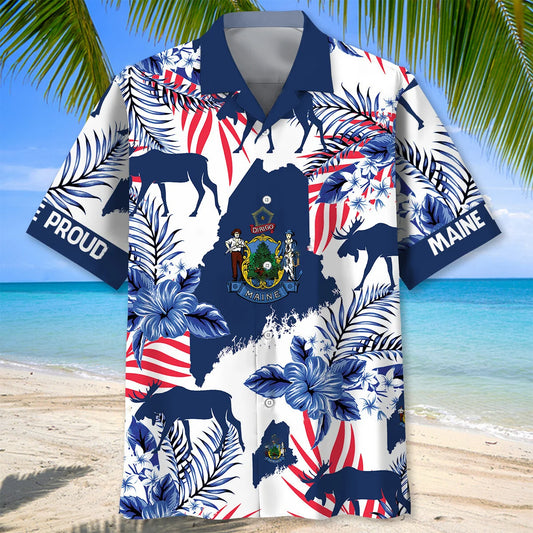Maine Proud Hawaiian Shirt - S - hawaiian shirt
