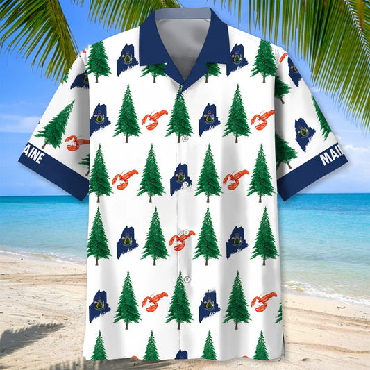 Maine Proud Pine Tree State Hawaiian Shirt - S - hawaiian shirt
